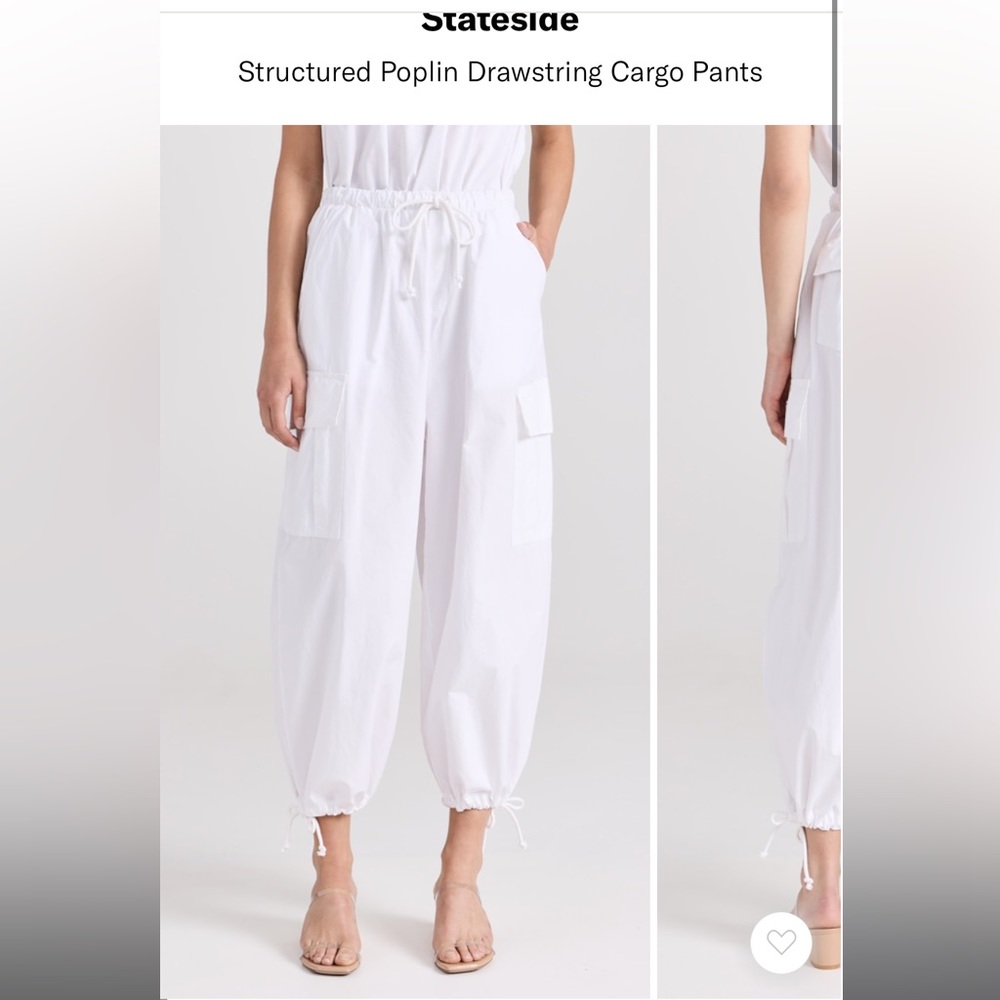 Stateside White Poplin Drawstring Cargo Pants XS
